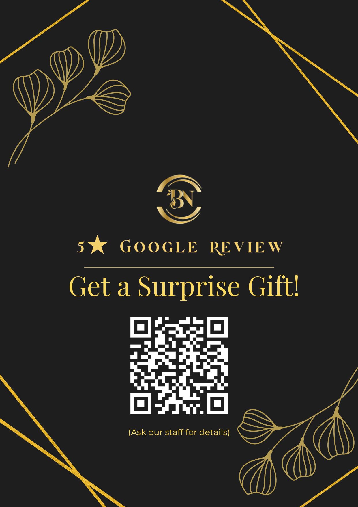 In-salon menu page 9 — Google review surprise gift offer
