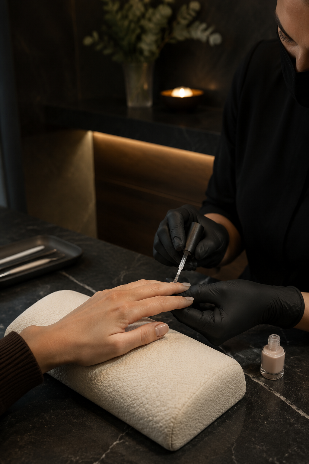 Nude manicure service at Best Nails and Spa